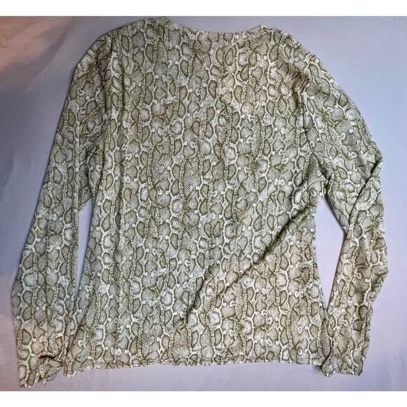 INC International Concepts Sheer Snakeskin Print Long Sleeve Top Size L - Picture 4 of 4
